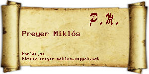 Preyer Miklós névjegykártya